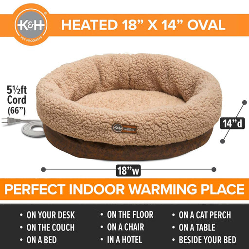 K&H Thermo - Snuggle Cup Bomber Heated Cat Bed – Plush, Indoor, Removable Heater, Machine Washable, Cozy Nesting Bed - PCV6 - Brown - 14" x 18" - 2