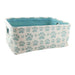 Winifred and Lily 16x12 Ivory Linen with Teal Paw Prints All Over Rectangular Pet Storage Bin Size 16"x12"