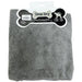 Bone Dry Embroidered Gray Microfiber Pet Robe with Adjustable Closure  