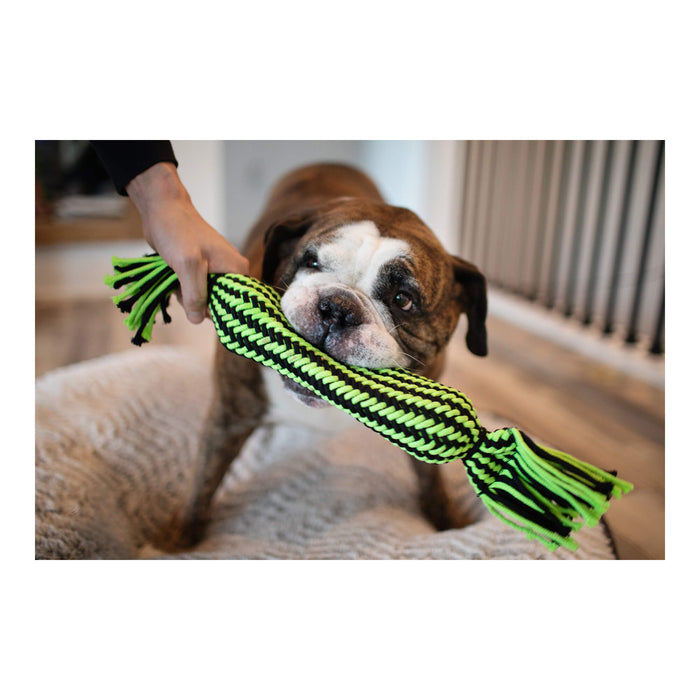 Knot - n - Chew Small/Medium, Tube Squeaker - H7VZ - Green/Black - Small/Medium - 2