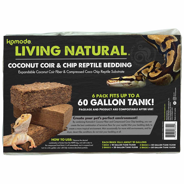 Komodo Coir Reptile Bedding for Terrariums or Tanks - MR1FA - Coir & Chip, 2pk - 3
