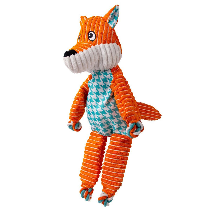 KONG Floppy Knots Plush Dog Toy with Internal Rope & Squeaker - K9ABZ - Fox - XLarge - 1 ct - 11