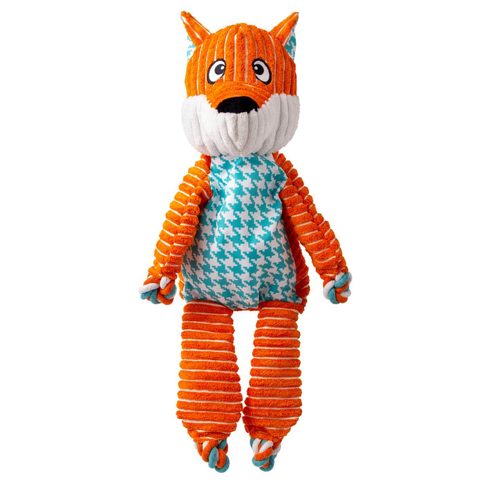 KONG Floppy Knots Plush Dog Toy with Internal Rope & Squeaker - K9ABZ - Fox - XLarge - 1 ct - 6