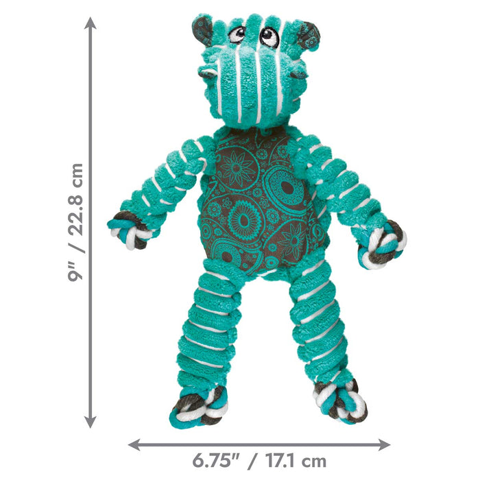 KONG Floppy Knots Plush Dog Toy with Internal Rope & Squeaker - K9AC9 - Green Hippo - Small/Medium - 1 ct - 43