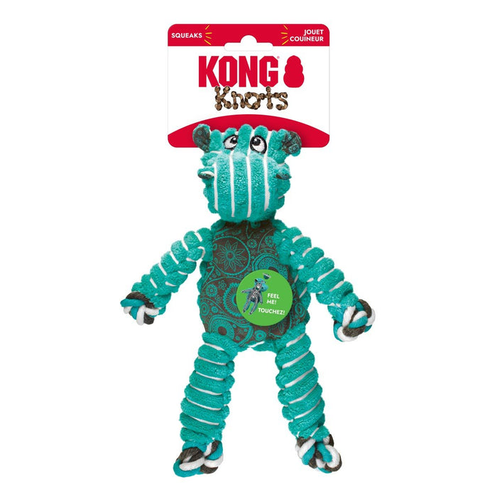 KONG Floppy Knots Plush Dog Toy with Internal Rope & Squeaker - K9AC9 - Green Hippo - Small/Medium - 1 ct - 42