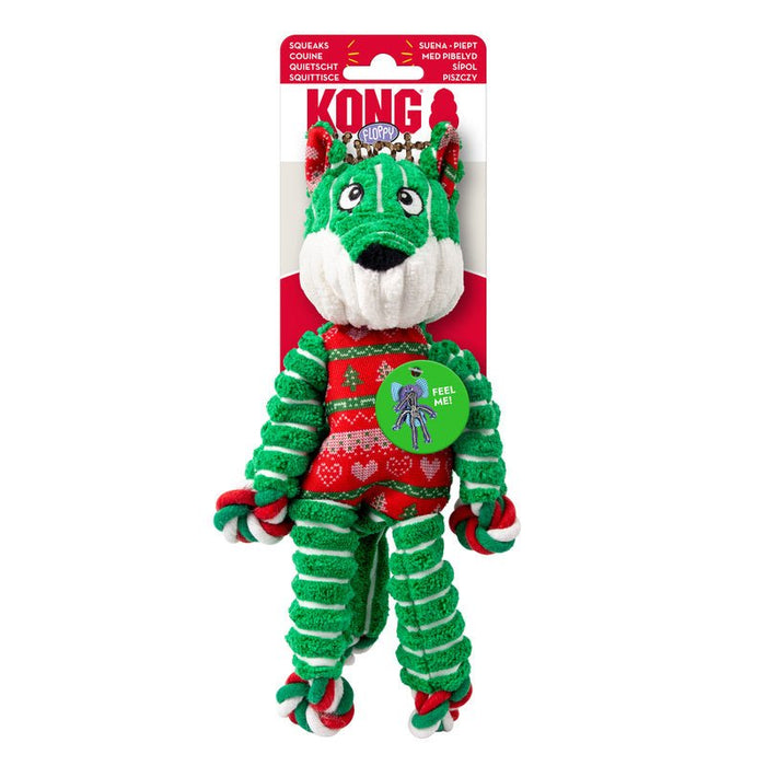 KONG Holiday Floppy Knots Fox Interactive Plush Dog Toy, Sm/Md - K9AAS - Sm/Md - Green - 1 ct - 2