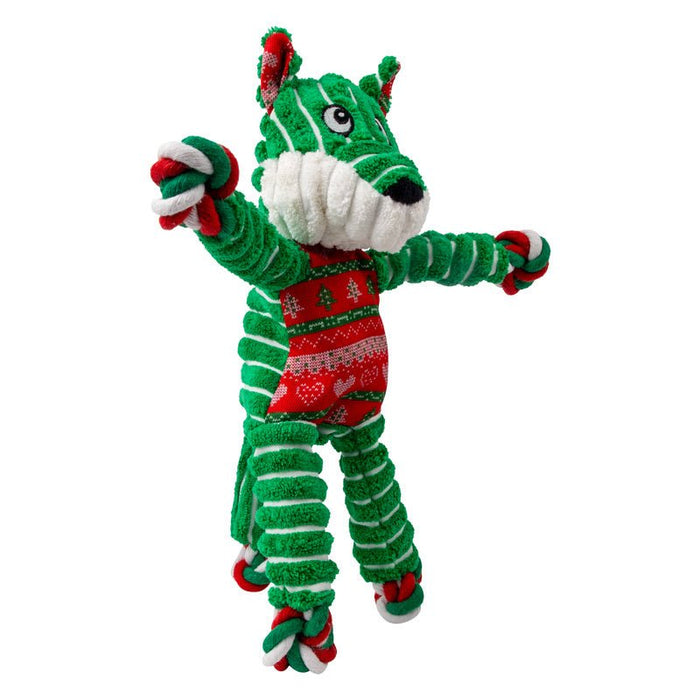 KONG Holiday Floppy Knots Fox Interactive Plush Dog Toy, Sm/Md - K9AAS - Sm/Md - Green - 1 ct - 5