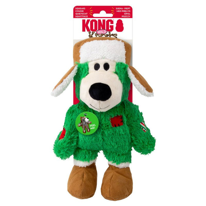 KONG Holiday Plush Wild Knots Bear Dog Toy, Assorted Colors - K9ABG - Sm/Md - Assorted - 1 ct - 3
