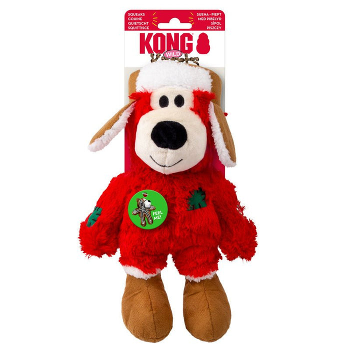 KONG Holiday Plush Wild Knots Bear Dog Toy, Assorted Colors - K9ABG - Sm/Md - Assorted - 1 ct - 4