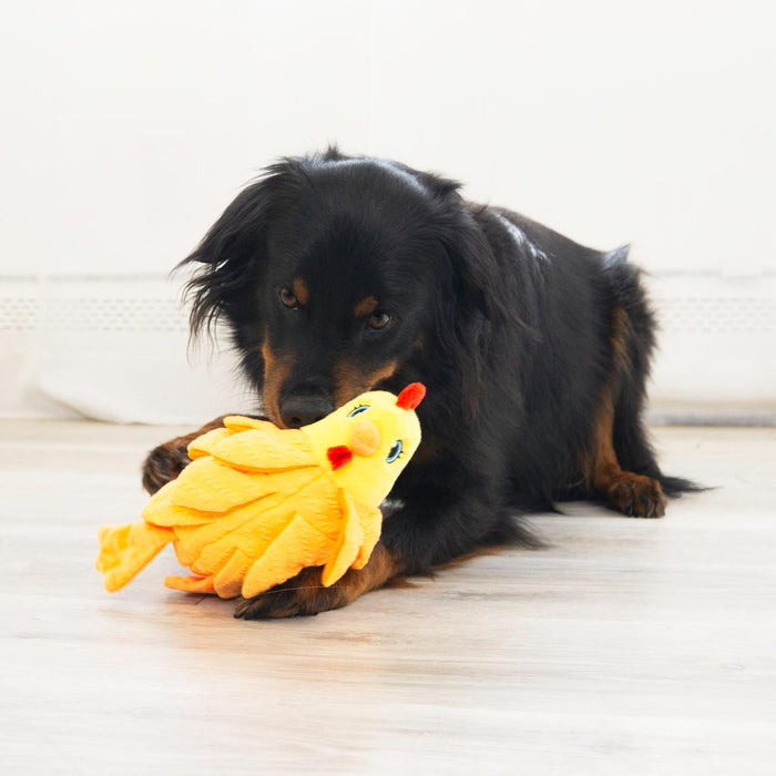 KONG Layerz Forage Animal Plush Dog Toy – Treat Puzzle with Squeaker & Crinkle - K9ABW - Rooster - Medium - 1 ct - 18