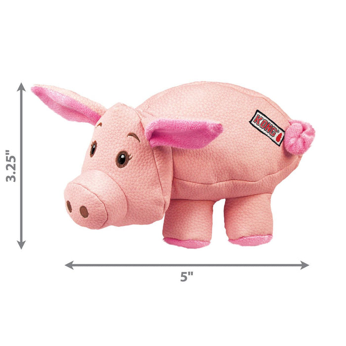 KONG Phatz Pig Plush Dog Toy with Low - Tone Squeaker - K9AD8 - Pink - Small - 1 ct - 6