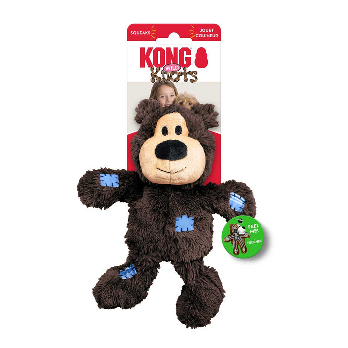KONG Wild Knots Bear – Soft Plush with Knotted Rope Skeleton, Assorted - K9ACT - Assorted - Small/Medium - 1 ct - 8