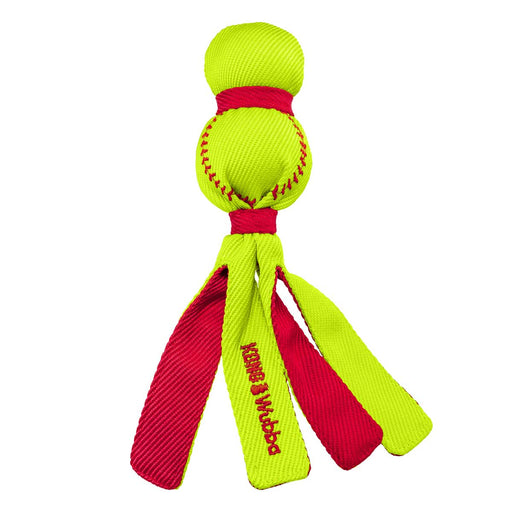 KONG Wubba® Sport Tug & Fetch Dog Toy with Long Floppy Tail & Squeaker - K9AD3 - Yellow Softball - Small - 1 ct - 1
