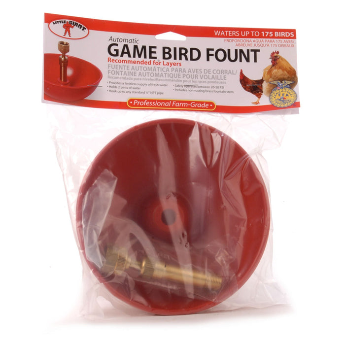 Little Giant Automatic Poultry & Chick Fountain – Continuous Flow Chicken & Game Bird Waterer with Brass Valve - M3P1 - Automatic Game Bird Poultry Fountain 2500 - 3