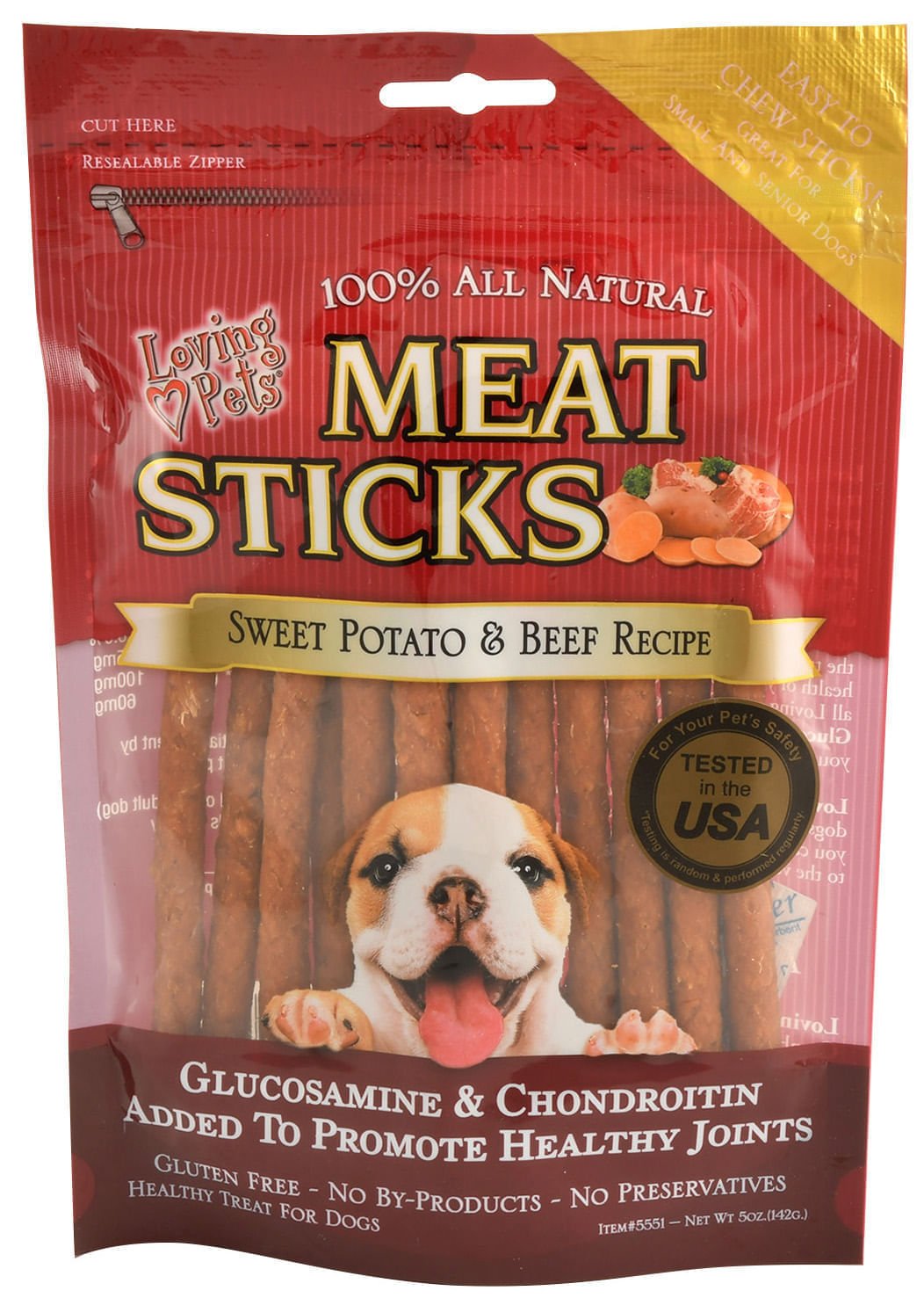 Loving Pets Meat Sticks Dog Treats w/ Glucosamine & Chondroitin - ZO3B - Sweet Potato/Beef - 1