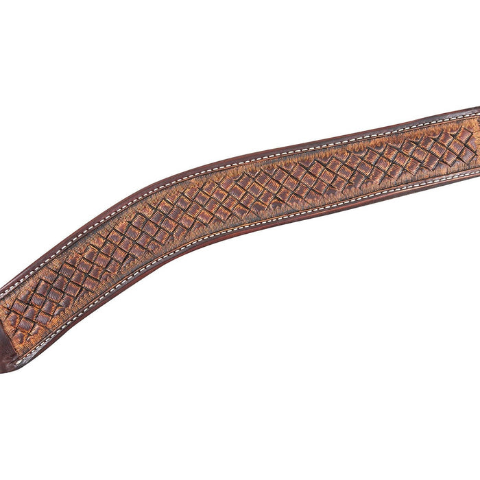 Martin Saddlery 2" Weave Stamped Leather Breast Collar - CR1WD - Brown - Horse - 2