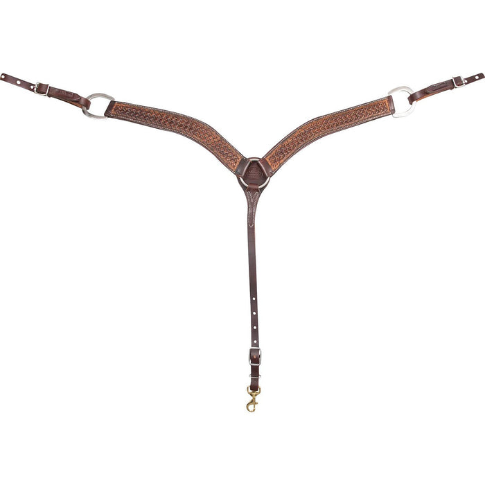 Martin Saddlery 2" Weave Stamped Leather Breast Collar - CR1WD - Brown - Horse - 1