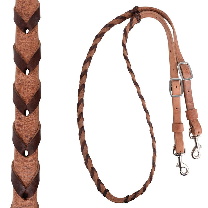 Martin Saddlery Latigo Laced Barrel Rein 3/4 - inch Thick Buckle and Keeper Snap Ends, Chocolate - CR1PH - Harness - 3/4" - 1