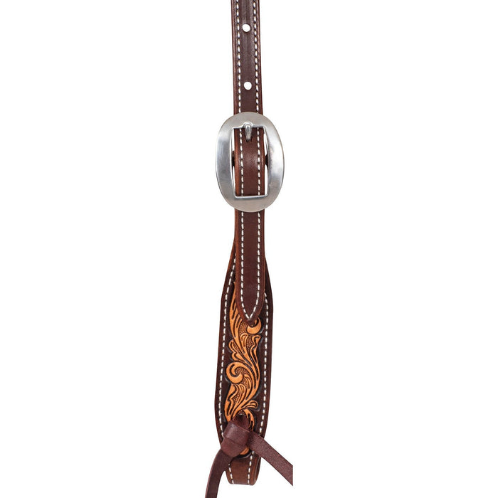 Martin Saddlery Leather Browband Headstall with Scroll Tooling - CR1WQ - Brown - Horse - 3