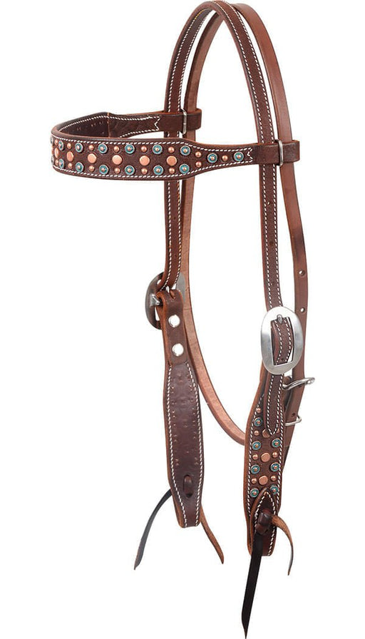 Martin Saddlery Turquoise & Copper Dots Headstall - CRZO - 1