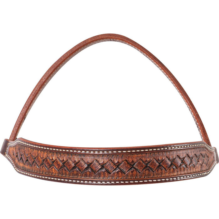 Martin Saddlery Weave Stamped Leather Browband Headstall - CR1WC - Brown - Horse - 2