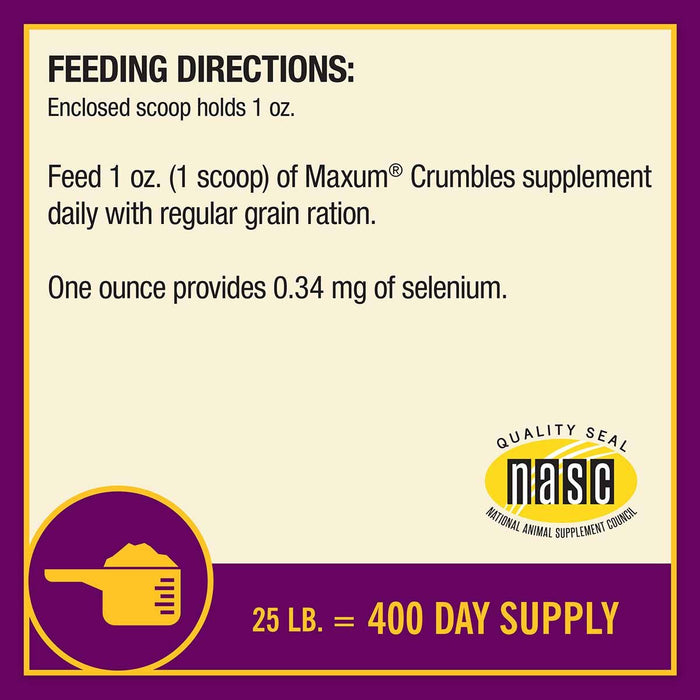 Maxum Crumbles Concentrated Feed Supplement for Horses - H3M3 - 25 lbs - 9