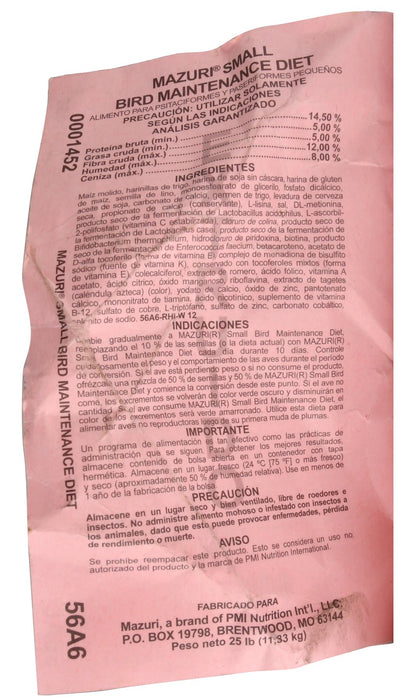 Mazuri Small Bird Maintenance Diet, 25 lb - PANCU - 3
