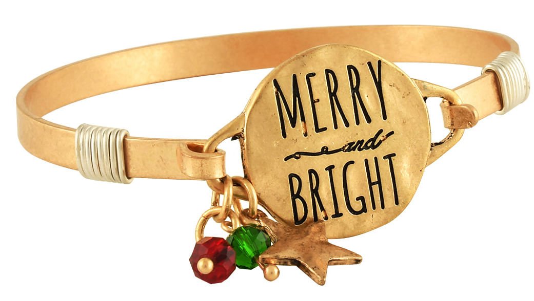 "Merry & Bright" Bangle Bracelet - WAM3X - Gold - 7