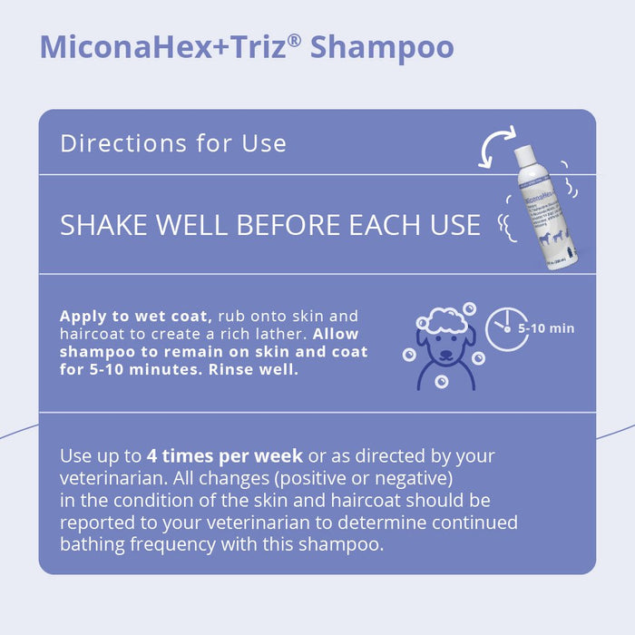 MiconaHex+Triz Medicated Antifungal & Antibacterial Shampoo for Dogs, Cats & Horses - 013DP-73084 - 8 oz - 3