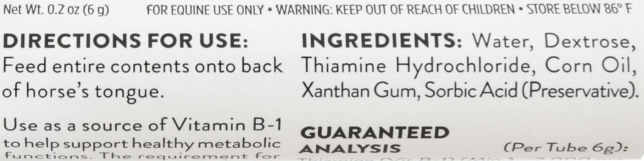 Micro Vitamin B - 1 Oral Gel for Horses, 6 mL - O4M2 - 2
