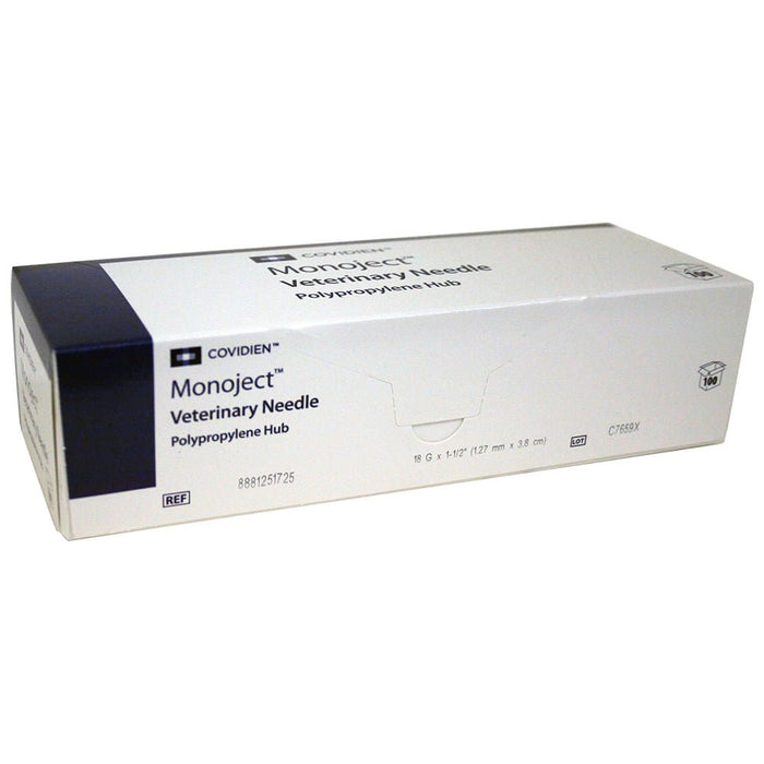 Monoject Needle, Polypropylene Hub, 100 Count - 01102MON18X1-5 - 18G x 1.5" - 6