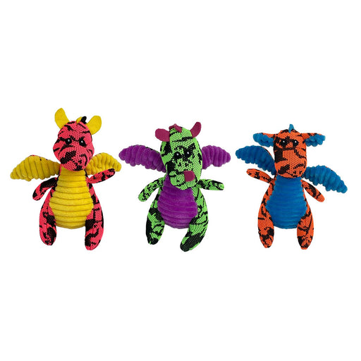 Multipet Dragons Plush Crinkle Dog Toys (Assorted) - MR1EA - Assorted - 5" - 1