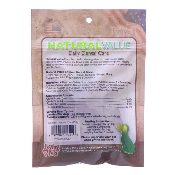 NaturalValue 100% Natural Dog Treats - ZOFS - Dental Sticks - 8