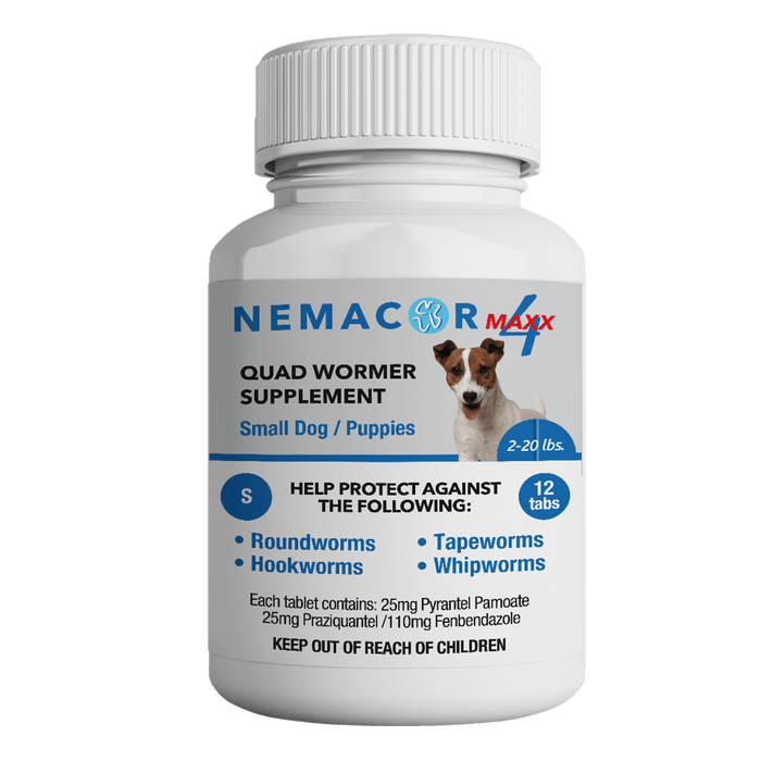Nemacor Maxx 4 Dogs – Beef - Flavored Broad - Spectrum Dewormer for Puppies & Adult Dogs - AA2B - Small Dogs - 2 - 20 lbs - 12 Tablets - Beef - 17