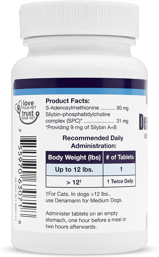 Nutramax Denamarin Liver Health Tablets for Dogs and Cats - 015NM-3000110 - Up to 12lbs - 30 Tablets - 2