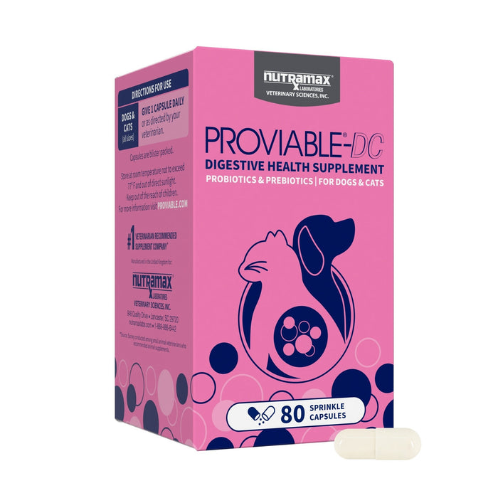 Nutramax Proviable - DC Capsules for Dogs & Cats - 015NM-80 - 80 ct - Single Pack - 12