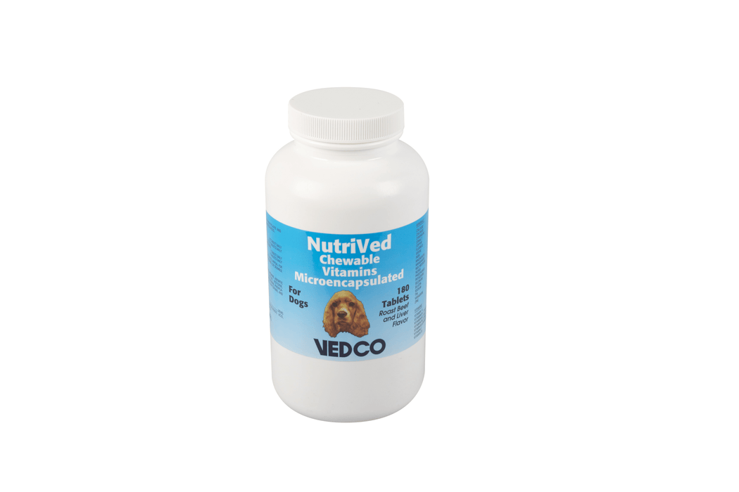NutriVed Microencapsulated Dog Vitamins – Roast Beef & Liver Chewables for All Life Stages - WVDC - Roast Beef & Liver - 180 Tablets - 1 Pack - 1