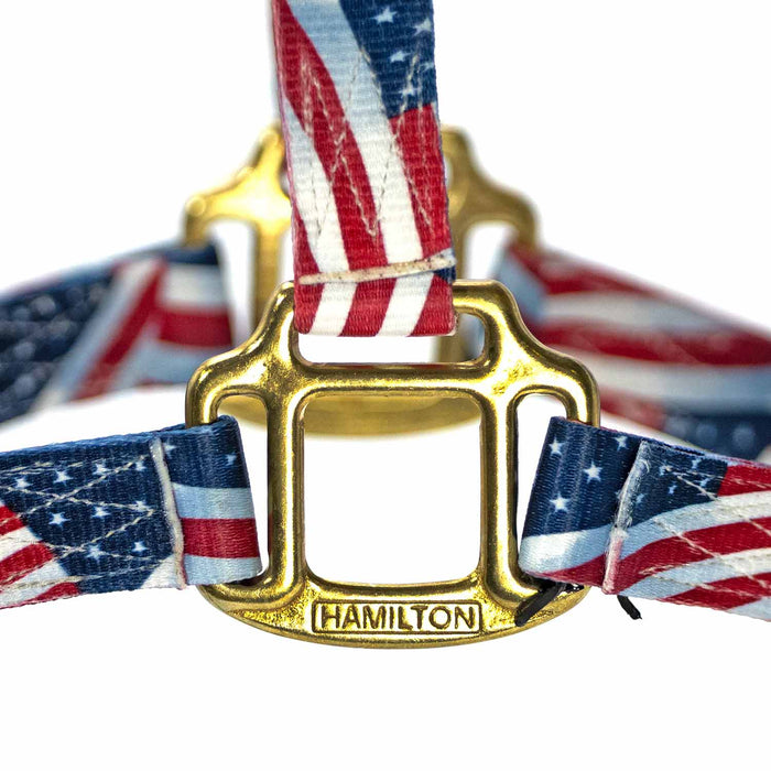 Patriotic Flag Foal Horse Halter – 3/4" Adjustable Nylon Halter - MBR1 - Red, White & Blue - Foal/Average - 1 - 4
