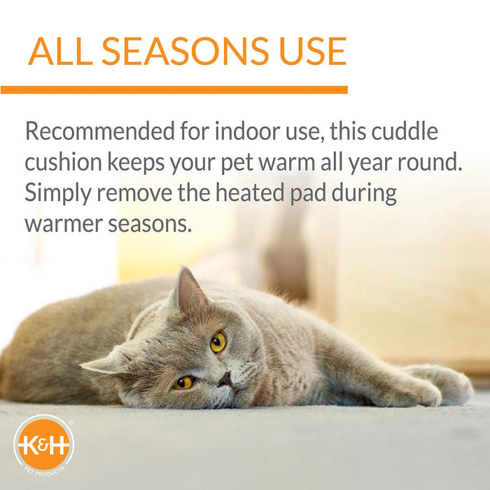 K&H Pet Products Thermo-Pet Cuddle Cushion Heated Pet Bed Mocha/Tan 14 X 23 Inches Color Brown