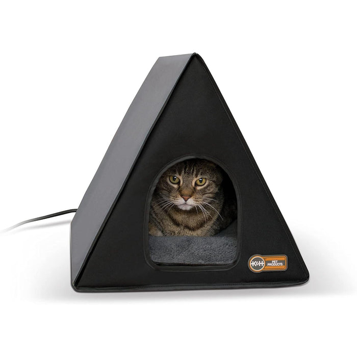 K&H Pet Products Heated A-Frame Indoor/Outdoor Shelter Gray/Black 18 X 14 Inches 20 Watts (4C FFP) Color Grey