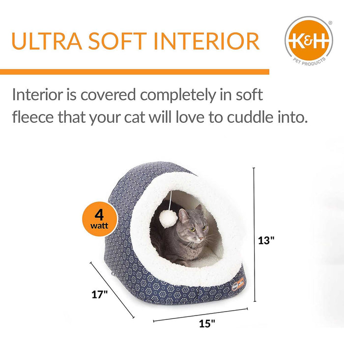 K&H Pet Products Thermo-Pet Cave Cat Bed Heated Color Grey