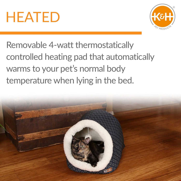 K&H Pet Products Thermo-Pet Cave Cat Bed Heated Color Blue