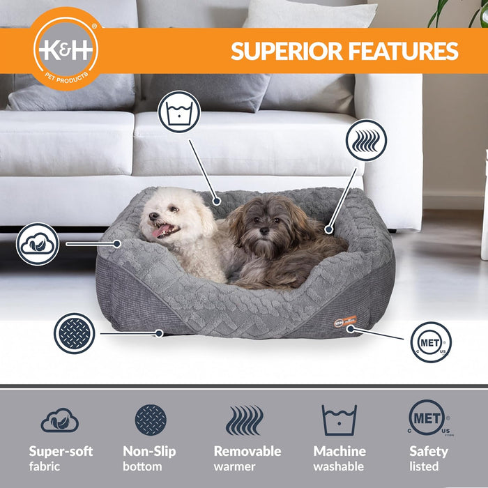 K&H Pet Products Thermo-Pet Lounge Sleeper Heated Cat & Dog Bed Color Grey