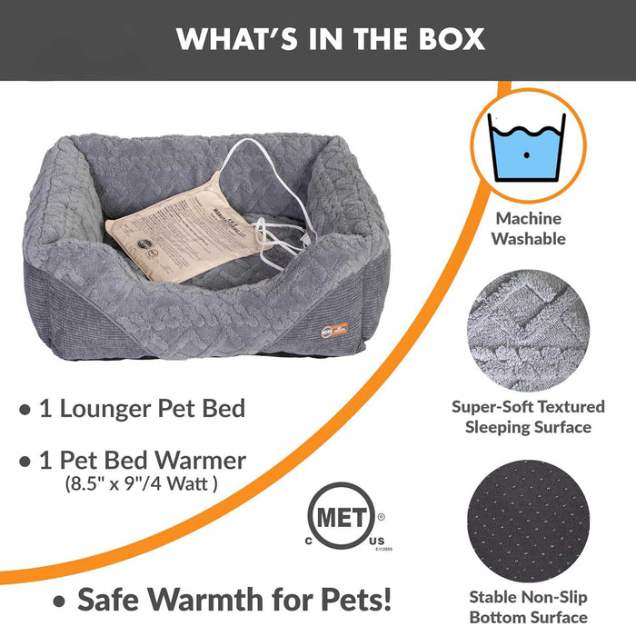K&H Pet Products Thermo-Pet Lounge Sleeper Heated Cat & Dog Bed Color Grey
