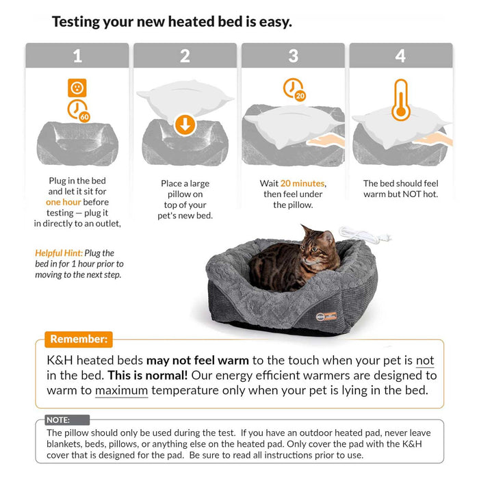 K&H Pet Products Thermo-Pet Lounge Sleeper Heated Cat & Dog Bed Color Grey