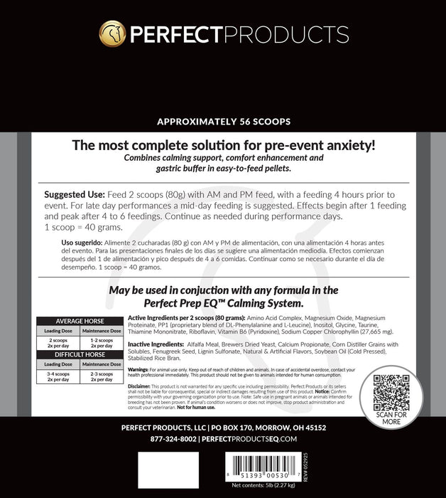 Perfect Prep EQ Sane & Sound Calming Pellets for Horses - PEPBF - 5 lb Bag - 4