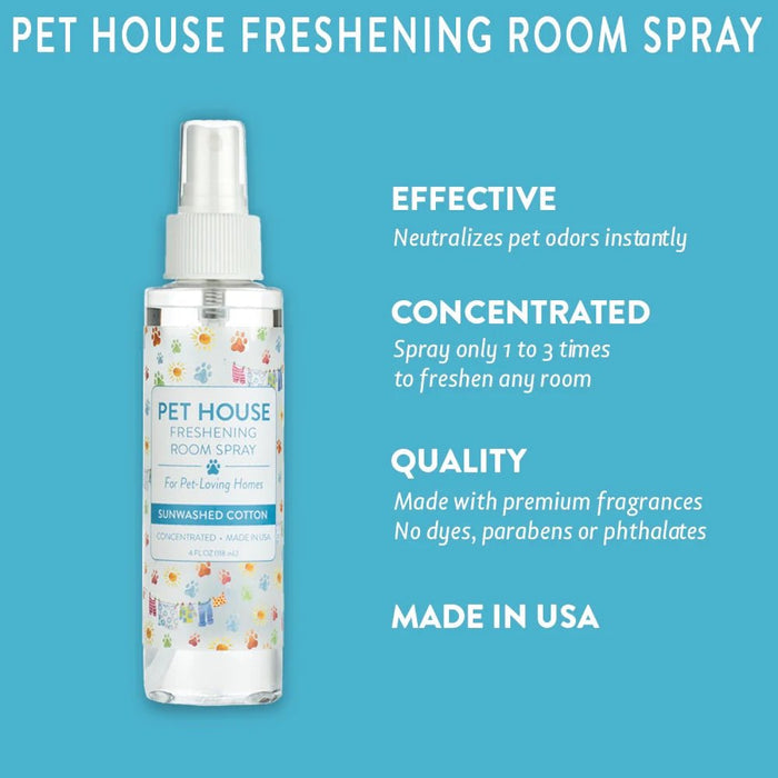 Pet House Freshening Room Sprays, 4 oz – Concentrated, Non - Toxic, Safe for Pet Homes - PHCBN - 4 fl oz - Sunwashed Cotton - 15