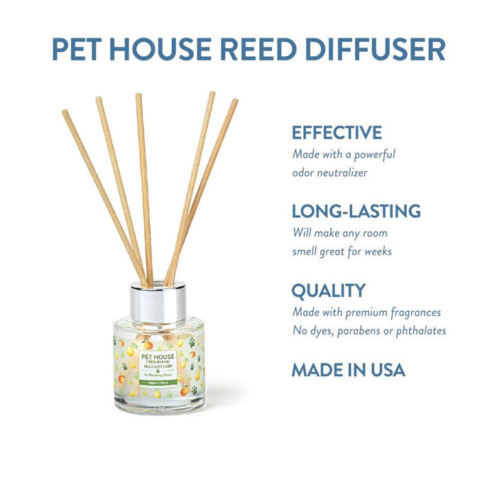 Pet House Reed Diffuser – Pet - Friendly Odor Neutralizer for Homes - PHCBV - Fresh Citrus - 3 fl oz - 10