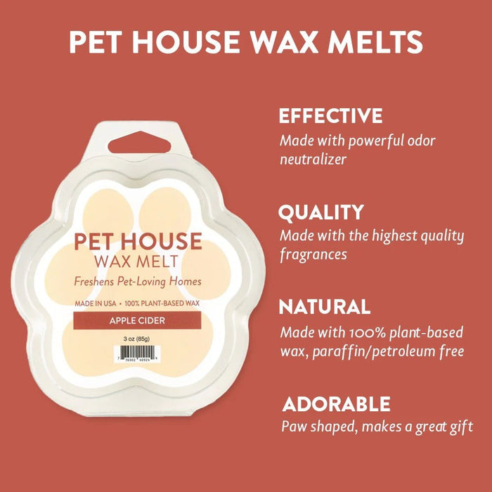 Pet House Wax Melts – 100% Natural Plant - Based, Odor - Eliminating, Paw - Shaped, Pet - Friendly - PHCAT - Apple Cider - 3 oz - 2