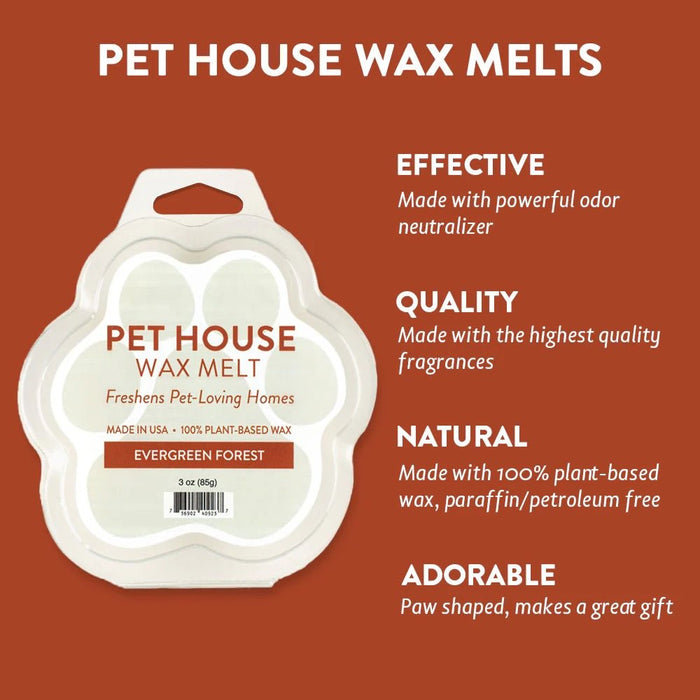 Pet House Wax Melts – 100% Natural Plant - Based, Odor - Eliminating, Paw - Shaped, Pet - Friendly - PHCAV - Evergreen Forest - 3 oz - 8